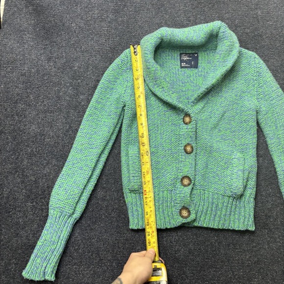 Vintage American Eagle Outfitters Cardigan Sweater Womens Med Green Shawl Knit - Picture 3 of 6